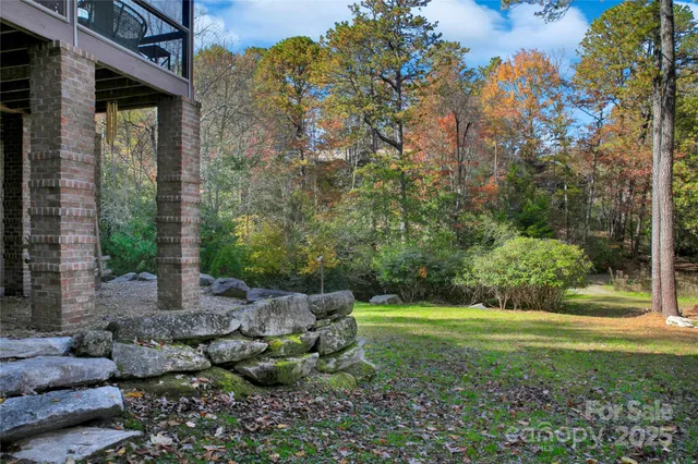 a view of a garden with patio