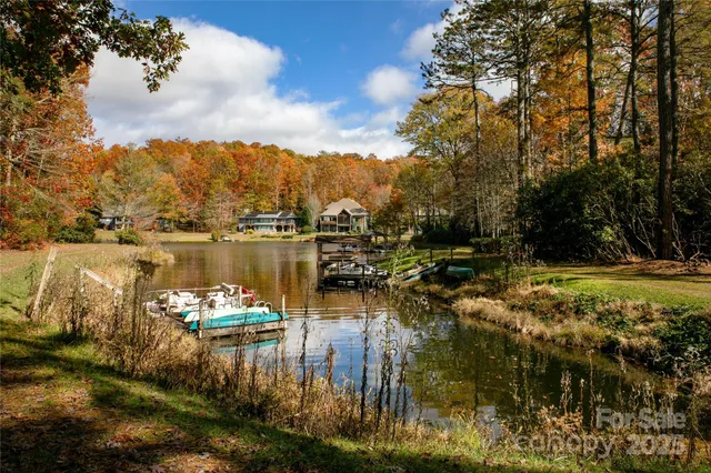a view of a lake with houses