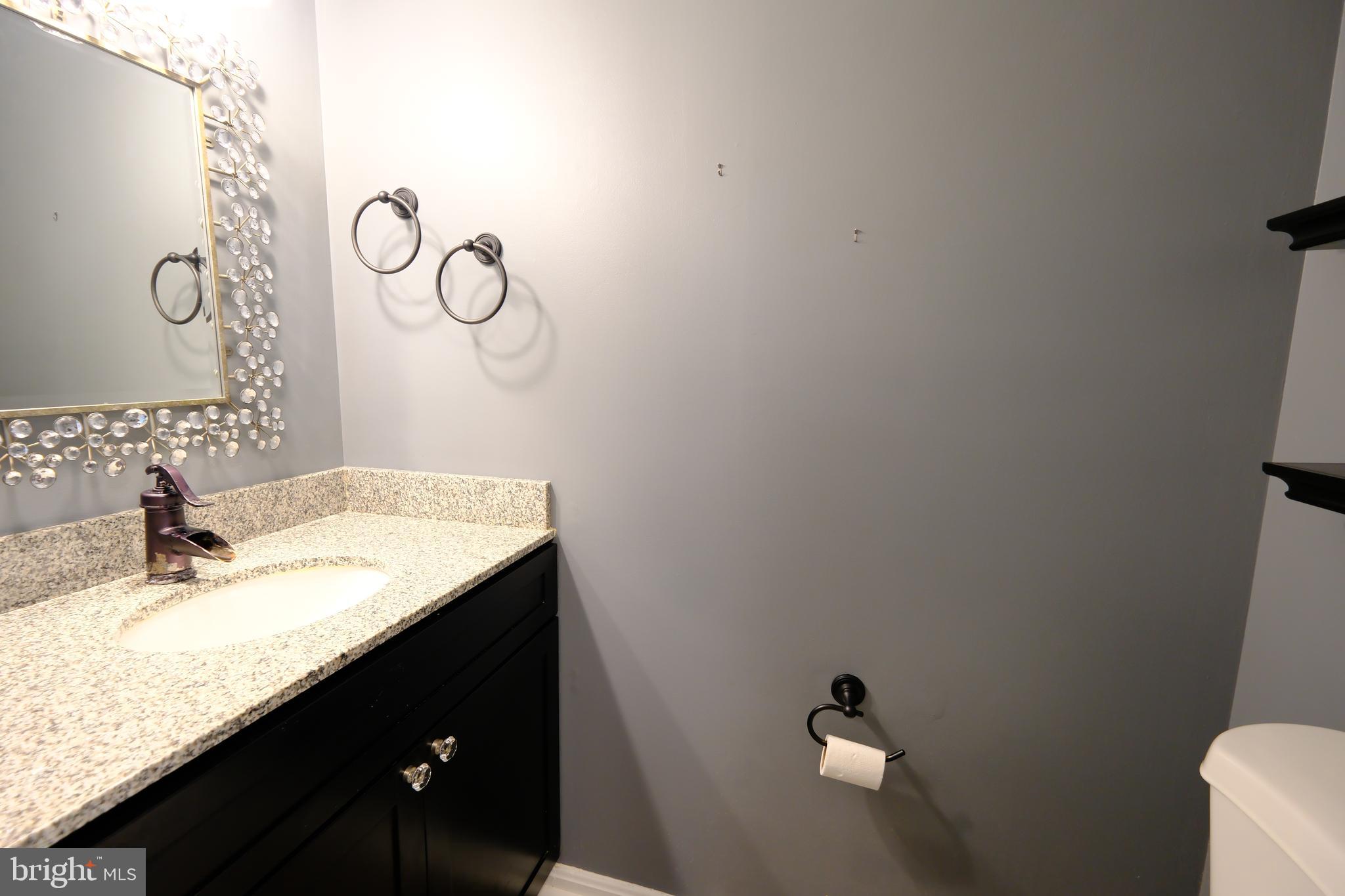 128 Bent Twig Lane, Unit 345 Gaithersburg, MD 20878 - Photo 3 of 17 a bathroom with a granite countertop sink and a mirror