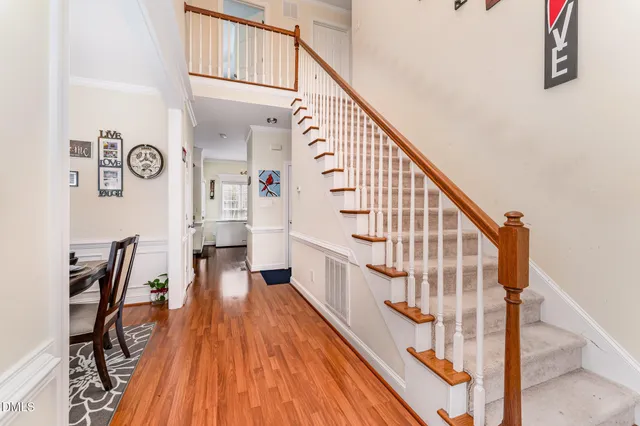 a view of entryway with wooden floor