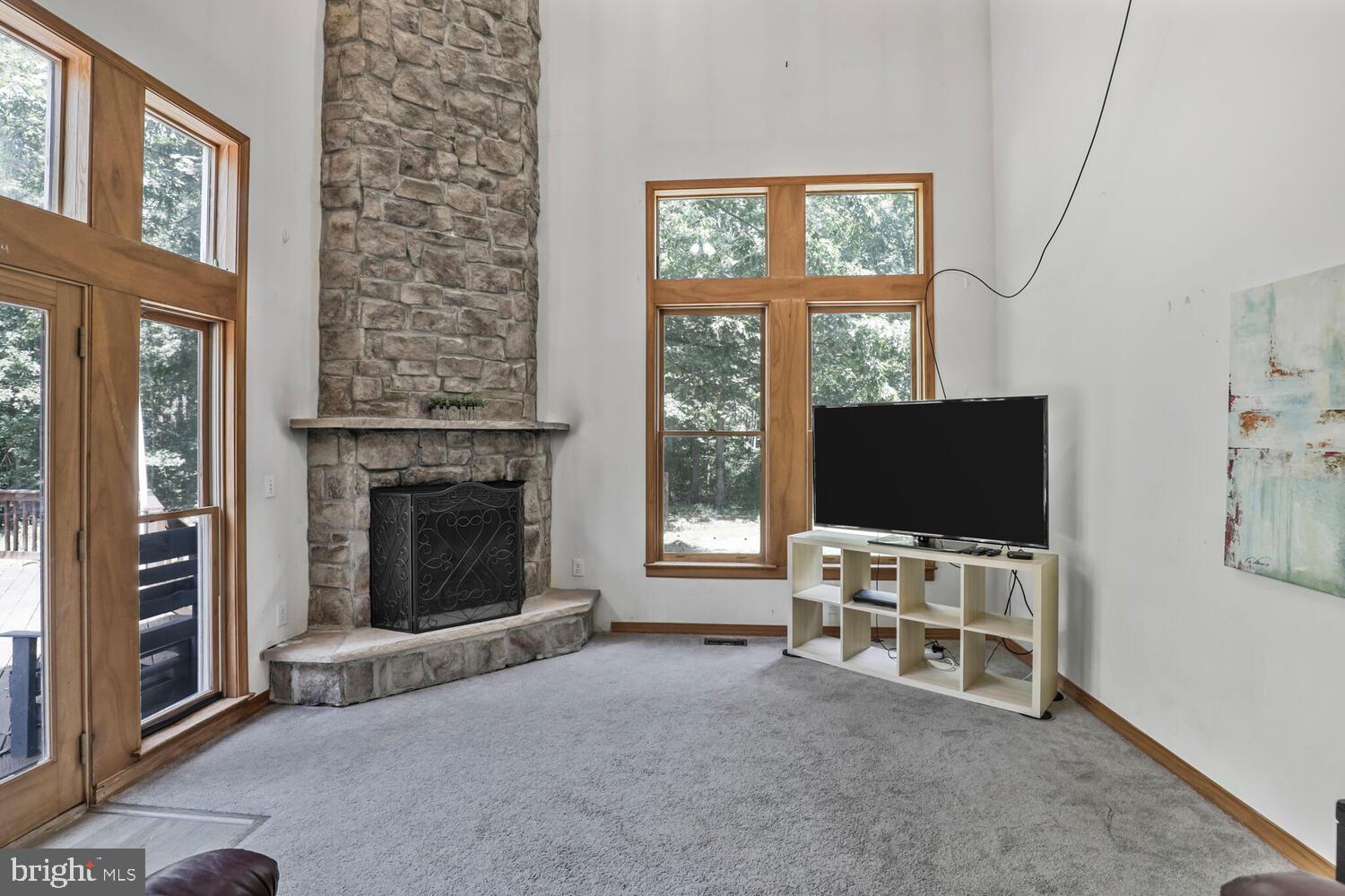 1761 Buckner Road Bumpass, VA 23024 - Photo 13 of 43 a living room with furniture a flat screen tv and a fireplace