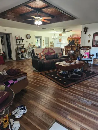 a living room with lots of furniture