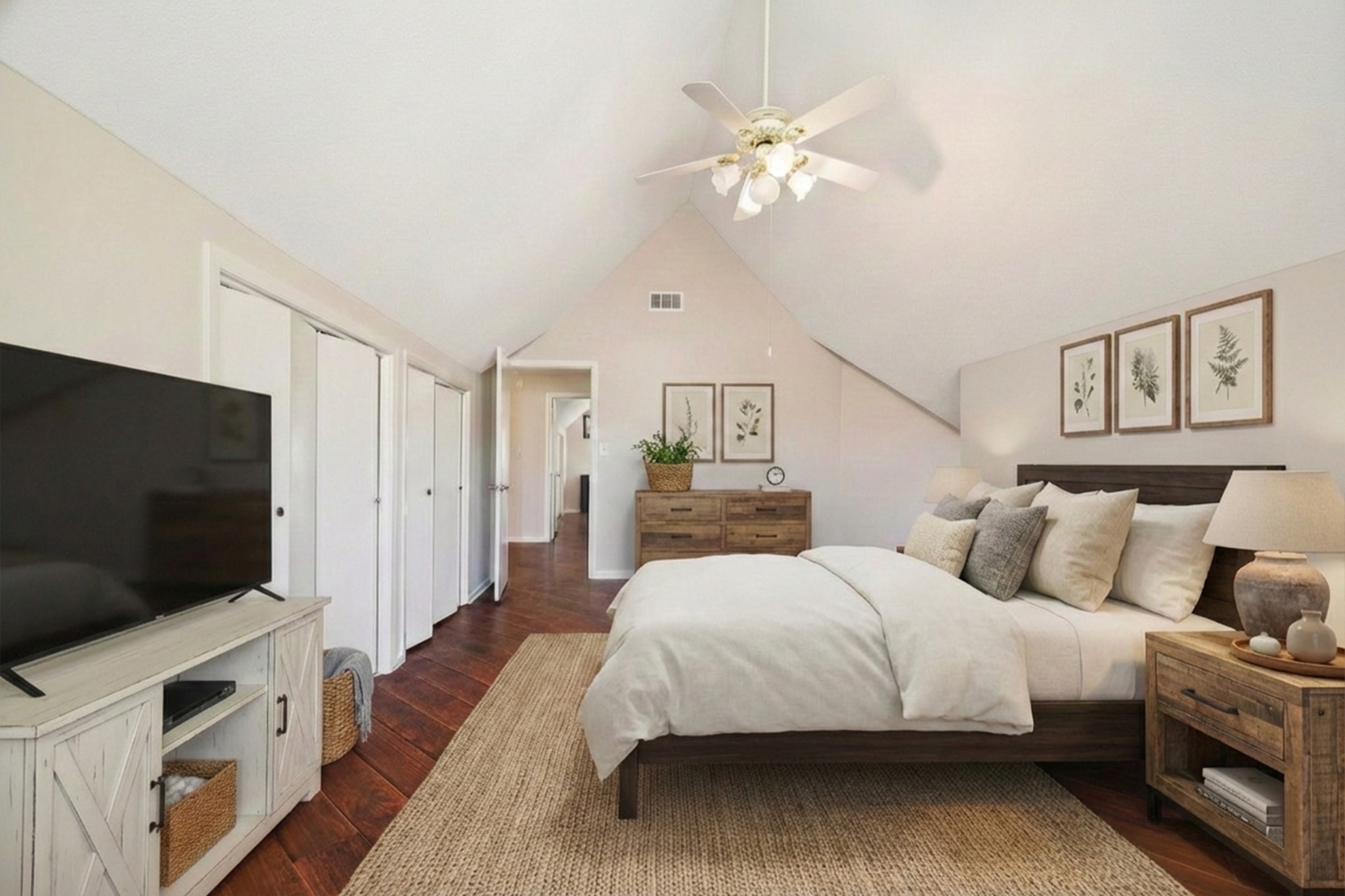 14311 Blidel Road Thompsons, TX 77469 - Photo 27 of 27 Alternate upper-level bedroom view highlighting built-in closets, sloped ceilings, and spacious floor plan ideal for office or guest use.