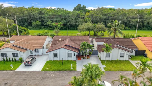 an aerial view of a house