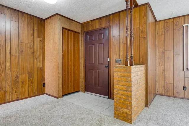 an empty room with a door