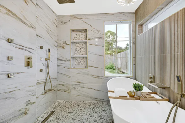 a living room with furniture