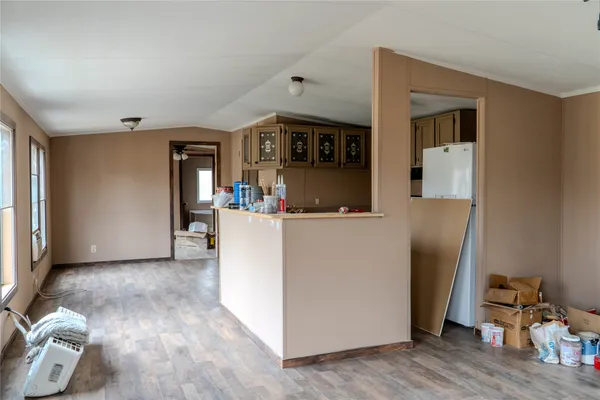 a view of kitchen and living room