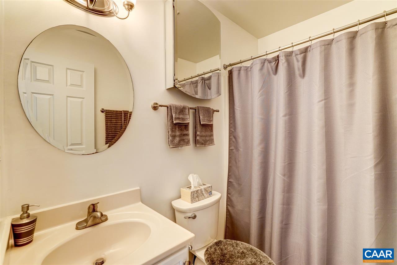 7 Haversack Road Palmyra, VA 22963 - Photo 30 of 32 a bathroom with a sink a mirror and a shower curtain