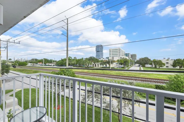 a view of a city from a balcony