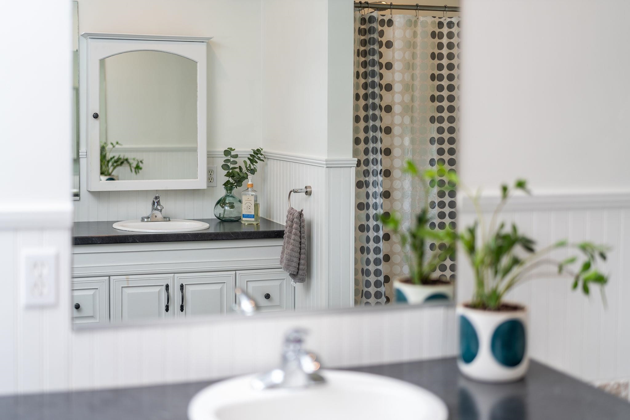 1373 Rockfish Road Waynesboro, VA 22980 - Photo 38 of 75 a bathroom with a granite countertop sink and a mirror