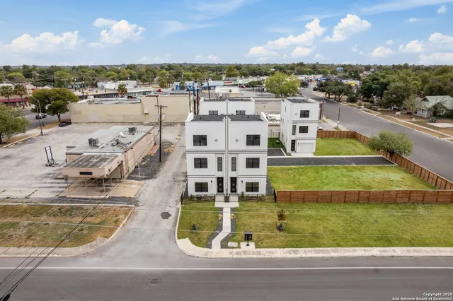 a view of a city with tall buildings