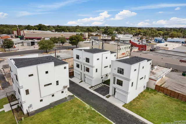 a view of a city with tall buildings
