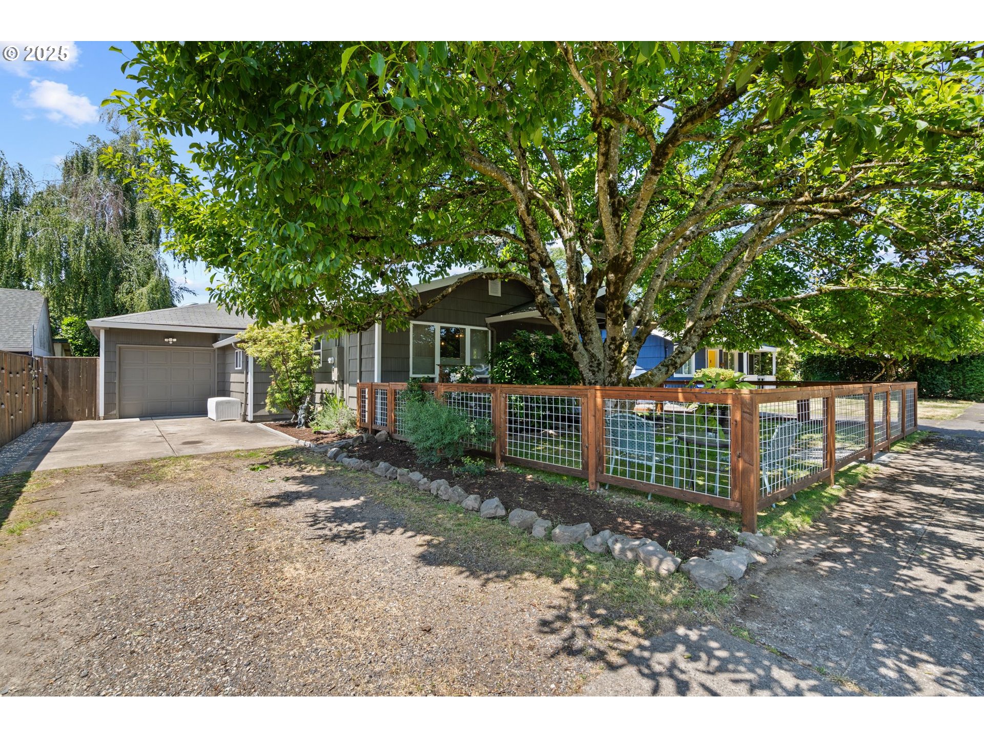 4517 Northeast 85th Avenue Portland, OR 97220 - Photo 3 of 38 a view of a backyard with wooden fence and large trees