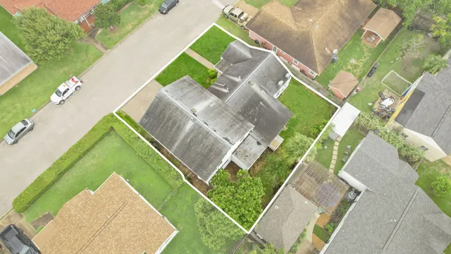 an aerial view of a house