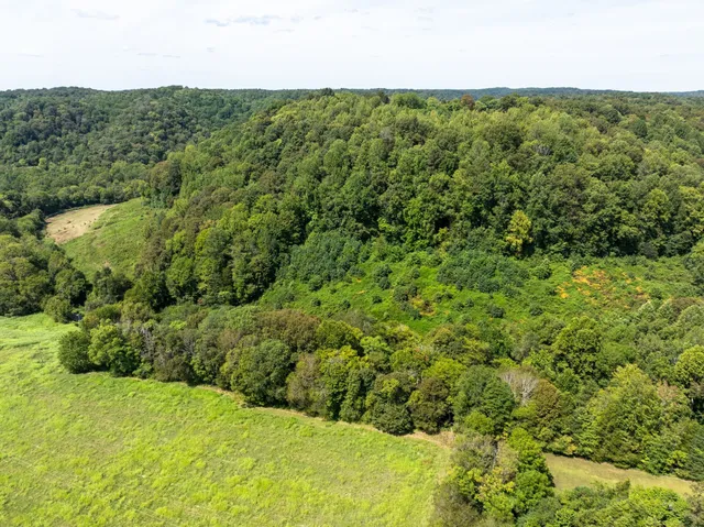 a view of a field with an outdoor space