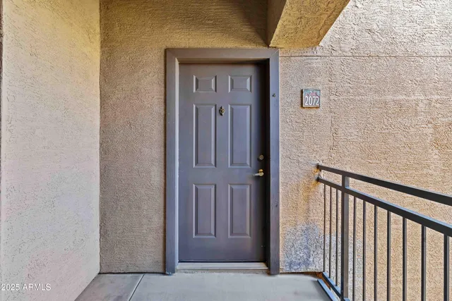 a view of a wooden door