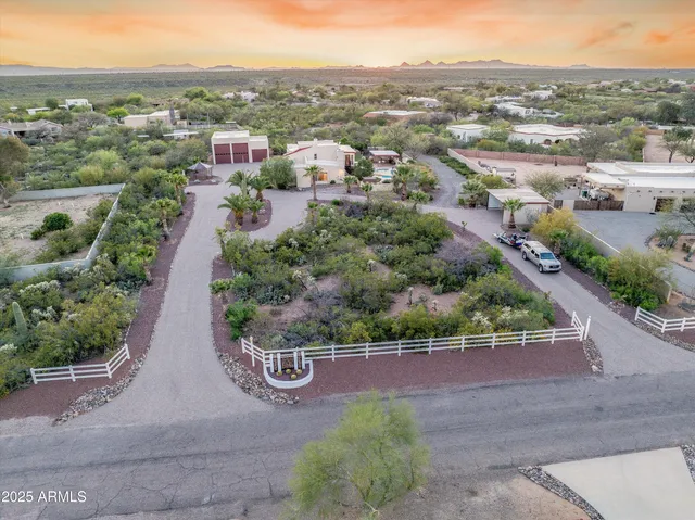 an aerial view of a garden