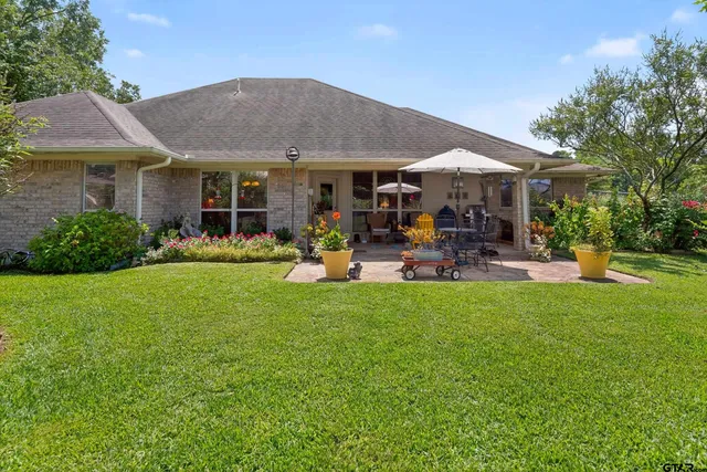 an outdoor space with garden view