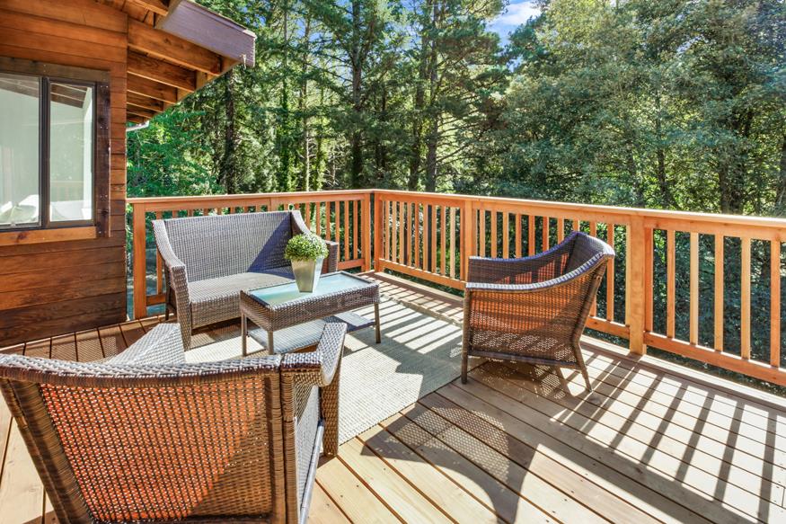 56 Big Tree Road Woodside, CA 94062 - Photo 23 of 31 a view of a chairs on wooden deck