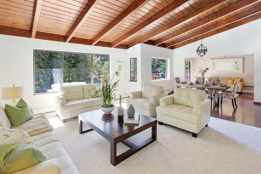 56 Big Tree Road Woodside, CA 94062 - Photo 6 of 31 a living room with furniture and a large window