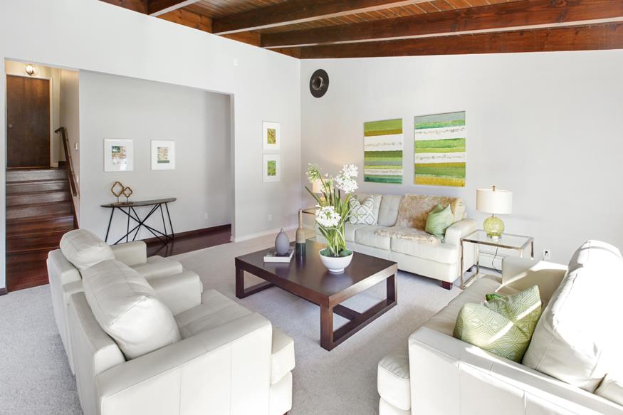 56 Big Tree Road Woodside, CA 94062 - Photo 7 of 31 a living room with furniture and a large window