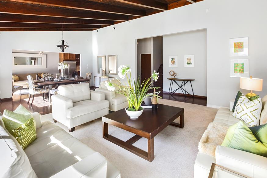 56 Big Tree Road Woodside, CA 94062 - Photo 8 of 31 a living room with furniture and a potted plant