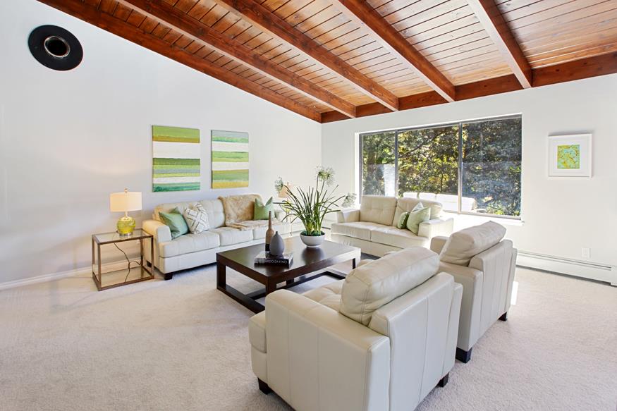 56 Big Tree Road Woodside, CA 94062 - Photo 9 of 31 a living room with furniture and a large window