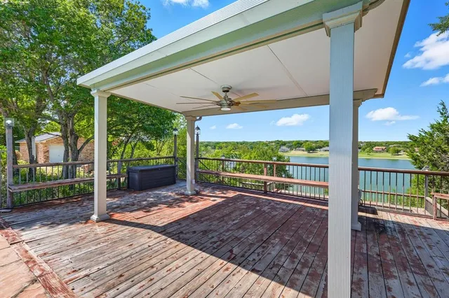 a view of a balcony with ocean view