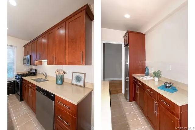 a kitchen with a sink stove and refrigerator