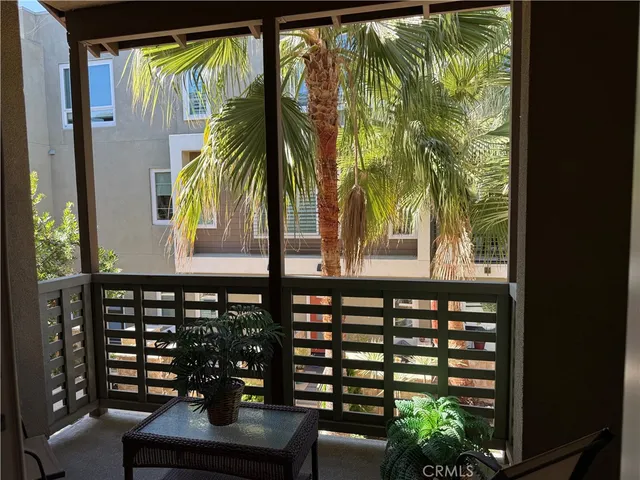 a view of a terrace with seating space