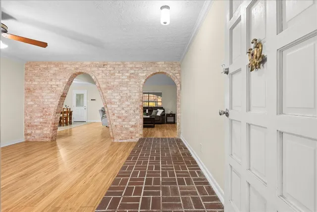 a view of porch with a backyard