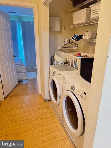 a storage room with washer and dryer