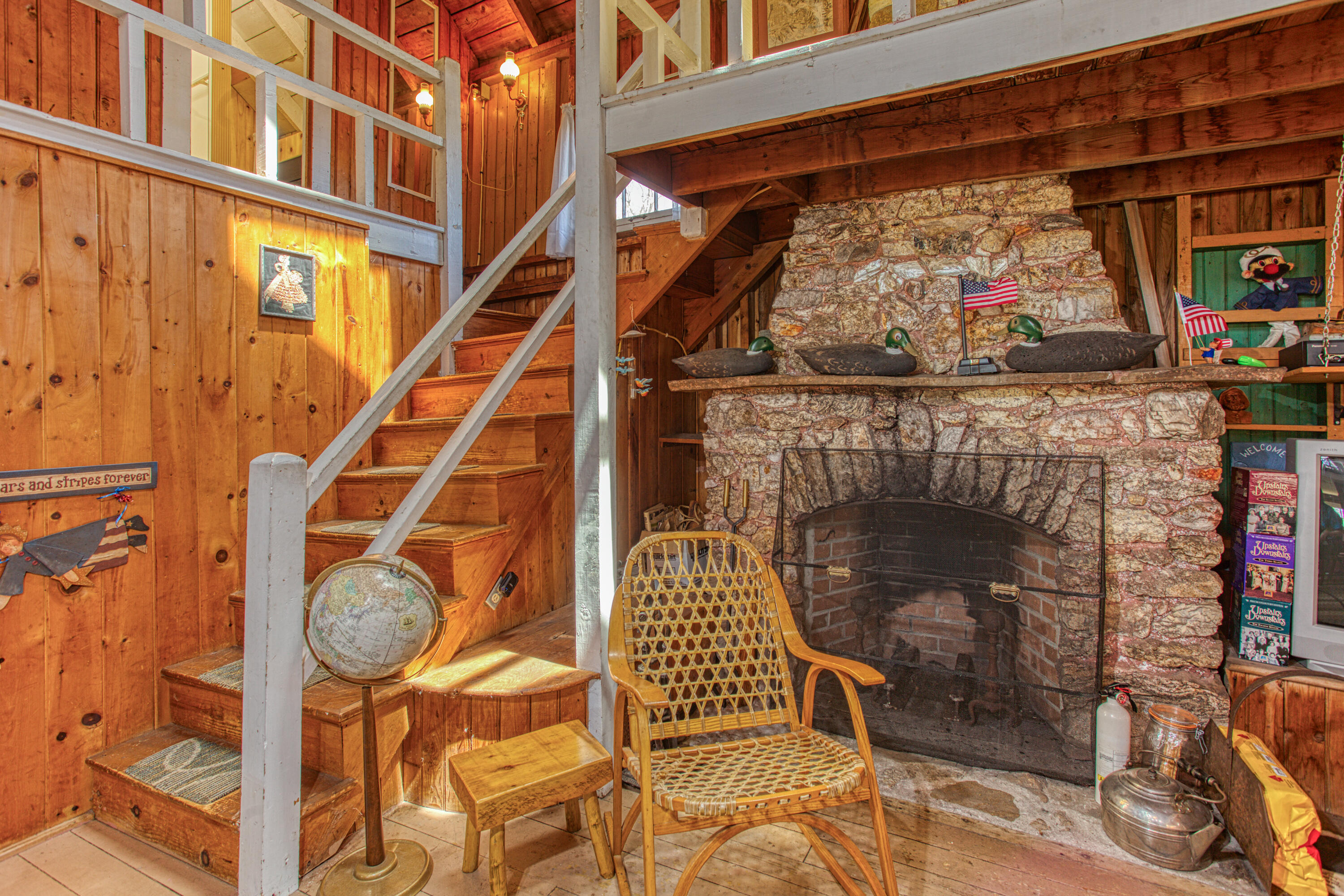 14 Summit Road Boothbay Harbor, ME 04538 - Photo 5 of 39 Fireplace to stairs