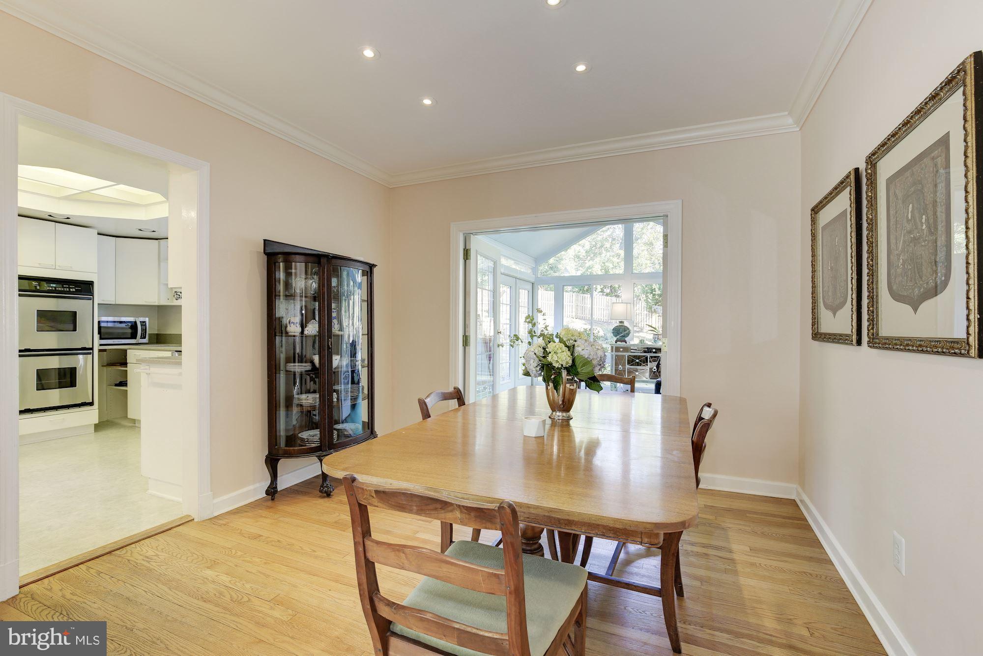 Dining room with recessed lighting