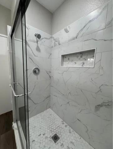 a bathroom with a shower