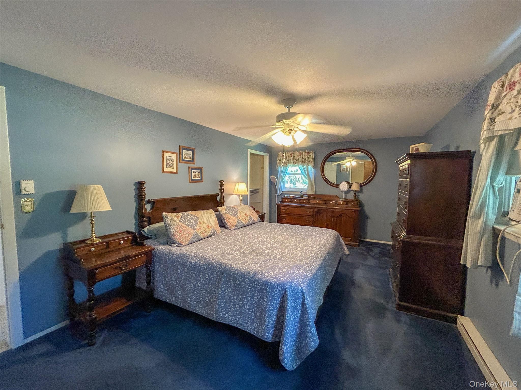 3 Johnston Road Livingston Manor, NY 12758 - Photo 29 of 43 a bedroom with a bed a mirror on dresser and a chandelier