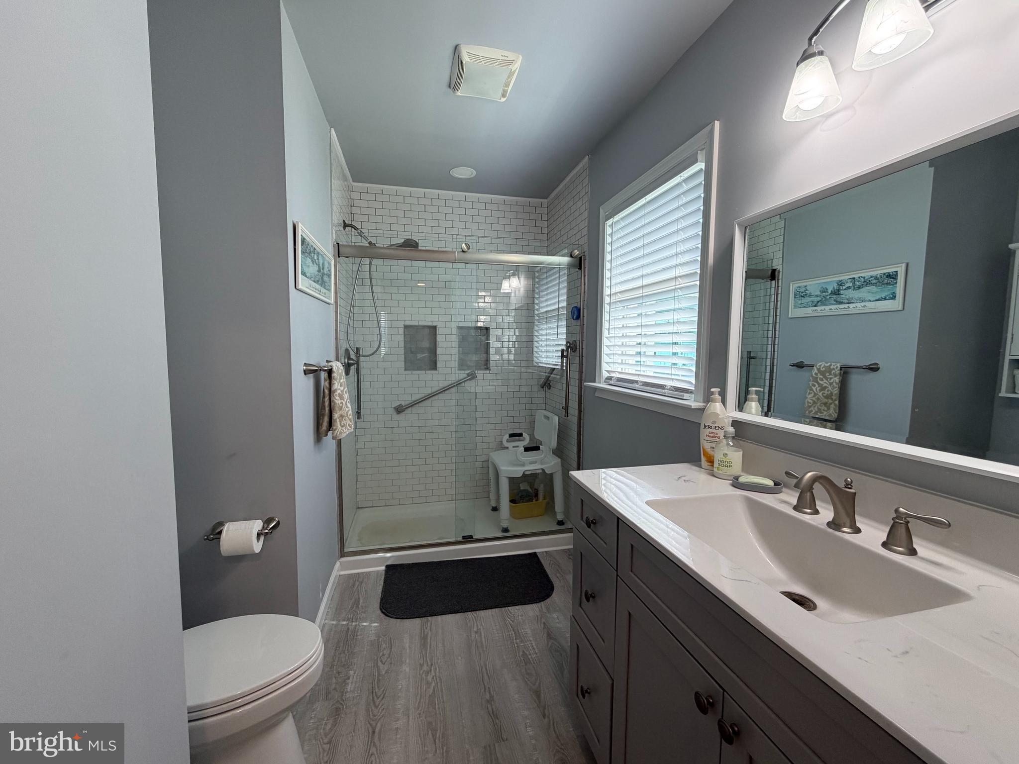 36032 Double Bridges Road Frankford, DE 19945 - Photo 36 of 51 a bathroom with a sink a toilet a mirror and shower