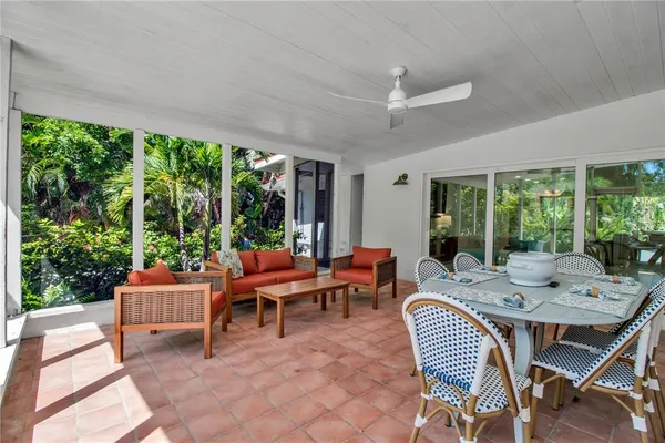 a outdoor space with furniture and garden view