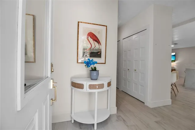 a workspace with furniture and wooden floor