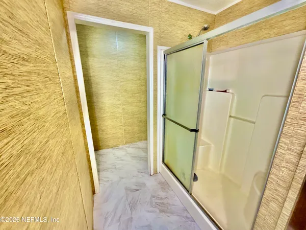 a bathroom with a tub