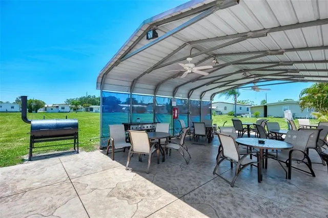 a view of a dining area with furniture
