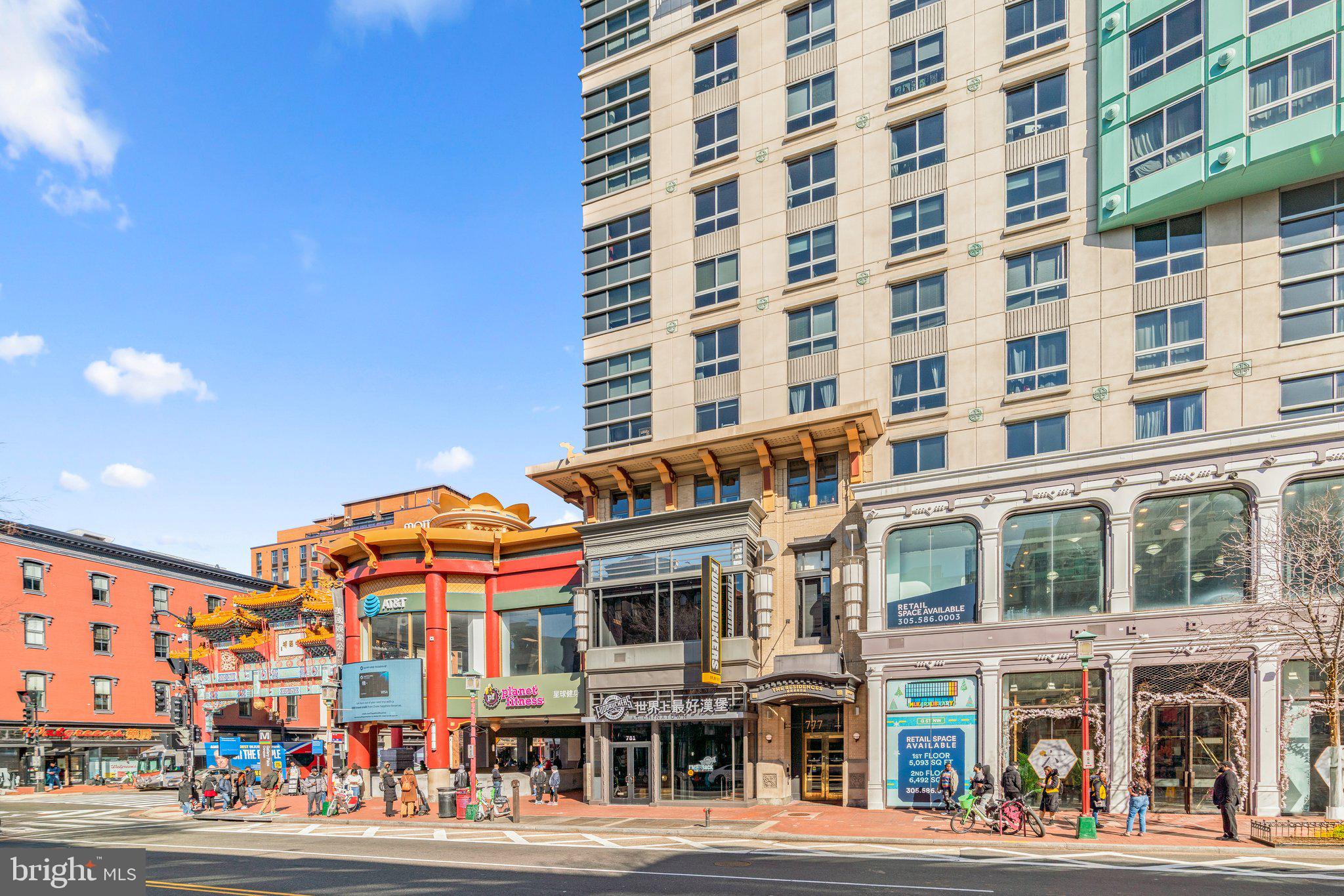 a front view of a multi story building