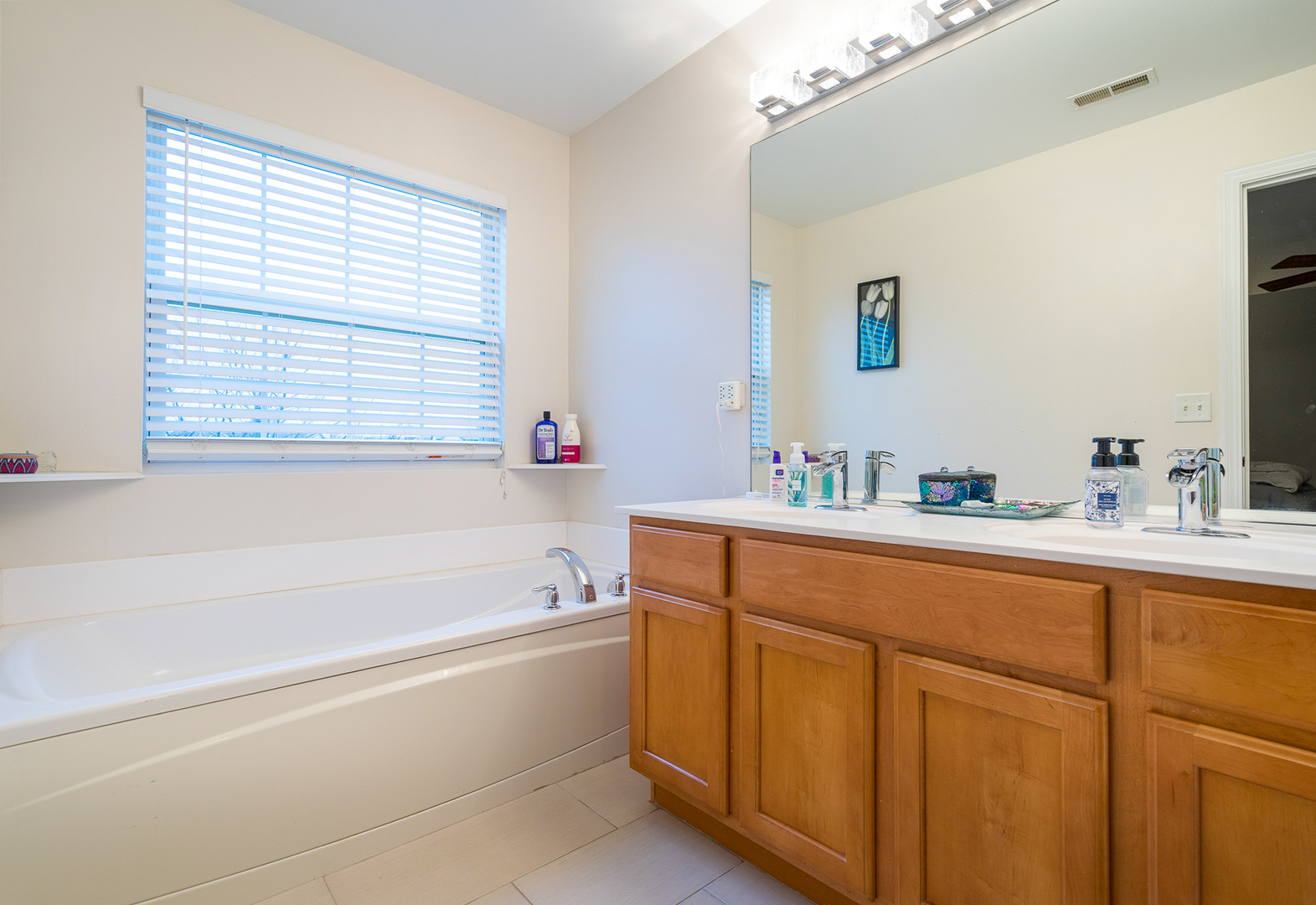 15311 Pinewood Road, Unit 15311 Lockport, IL 60441 - Photo 8 of 17 a bathroom with a tub sink and mirror