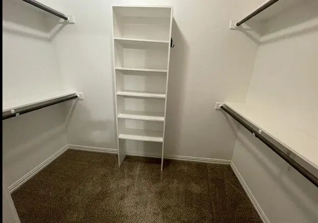 a view of an empty walk in closet