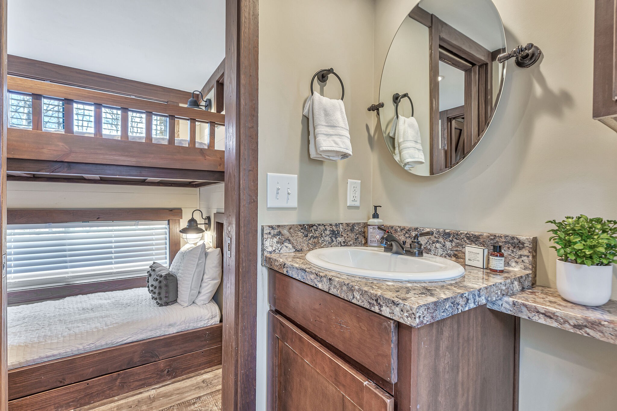 42 Oakleaf Trail Tracy City, TN 37387 - Photo 54 of 73 a bathroom with a granite countertop sink and a mirror