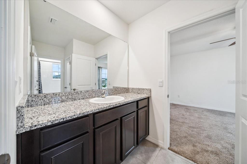 8110 Southwest 59th Terrace Ocala, FL 34476 - Photo 30 of 35 a bathroom with a granite countertop sink and a mirror