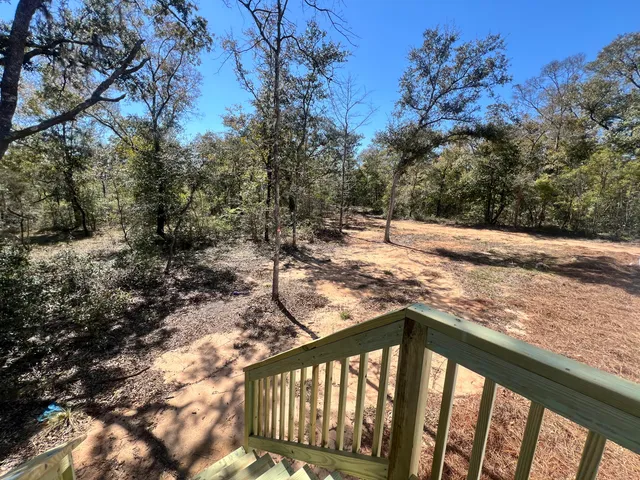 a view of a forest from a balcony