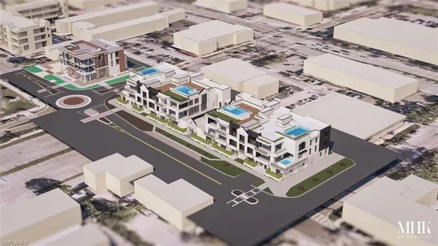 an aerial view of a house with roof deck