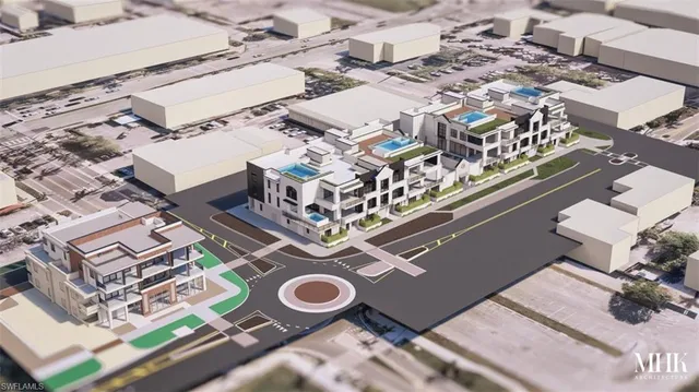 a dining room with furniture and a floor to ceiling window