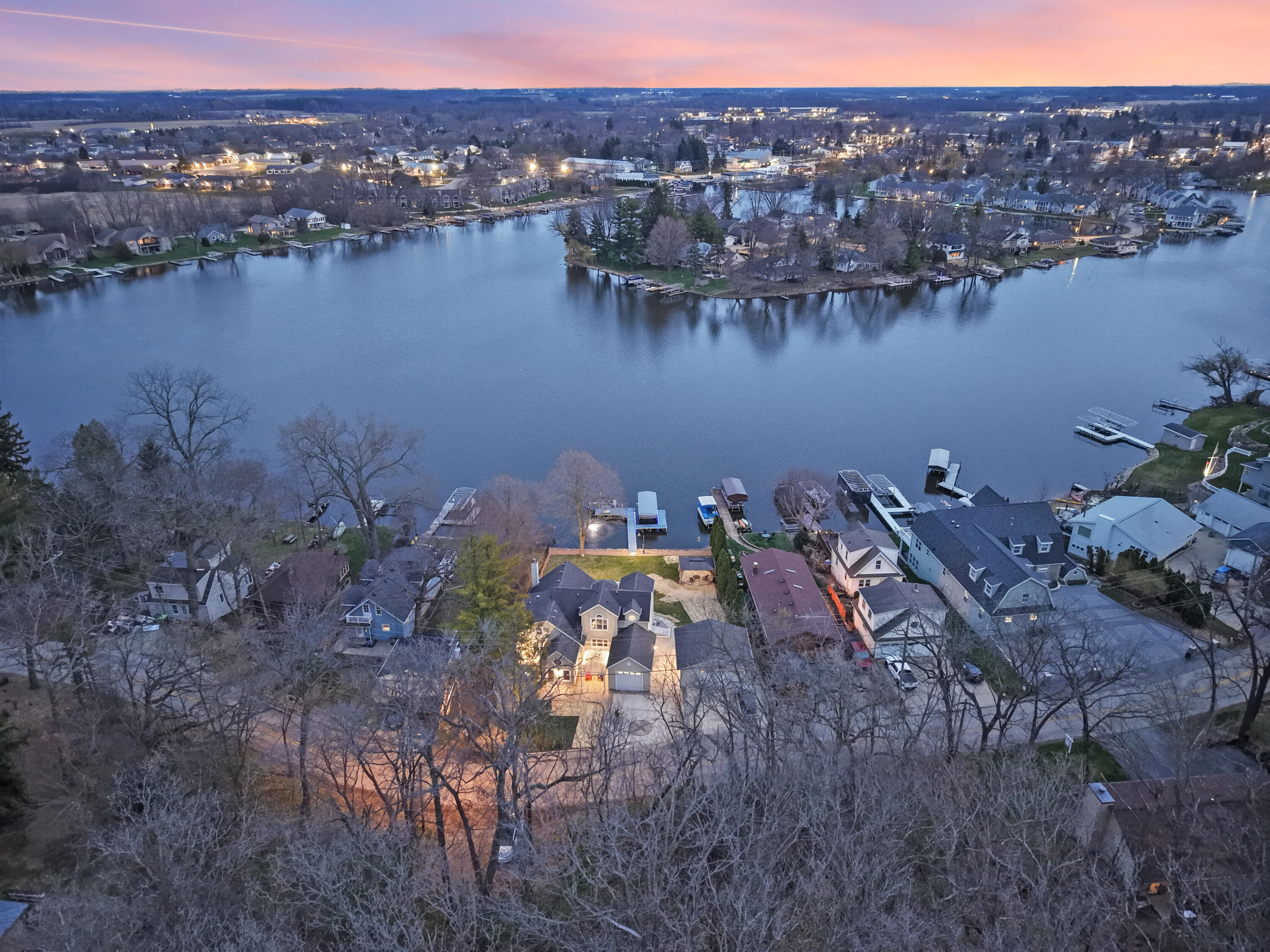 191 Riverside Drive Waterford, WI 53185 - Photo 85 of 91 84_Aerial_Lake_Panoramic_Sunset